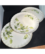 3 WS George GE042 Dinner Plates Fine China Bolero Green Pods &amp; Leaves Go... - $24.75