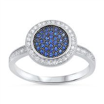 0.20 Ct Round Cut Blue Sapphire Wedding Engagement Ring 14k White Gold Finish  - £69.53 GBP