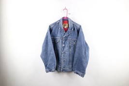 Vintage 90s Gap Mens Small Distressed Flannel Lined Denim Trucker Jacket Blue - £55.35 GBP