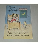 VTG Get Well Greeting Card Dog Alarm Clock Worry Window Because You&#39;re Sick - $14.80