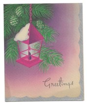 VINTAGE 1940s WWII ERA Christmas Greeting Card Art Deco CANDLE LAMP IN P... - $14.83