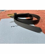 Prada Saffiano Women Black Gold Emblematic Triangle Logo 110cm Leather Belt - $3,064.85 MXN