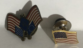 Lot Of 2 American Flag Small Pins - $6.92