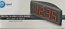 ONN AM/FM Digital Alarm Clock Radio Large 1.8&quot; LED Display Battery Backup New - £14.23 GBP