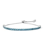 July Birthstone 4mm Lab Created Blue Topaz Bolo Bracelet 14K White Gold ... - $2,074.21 MXN