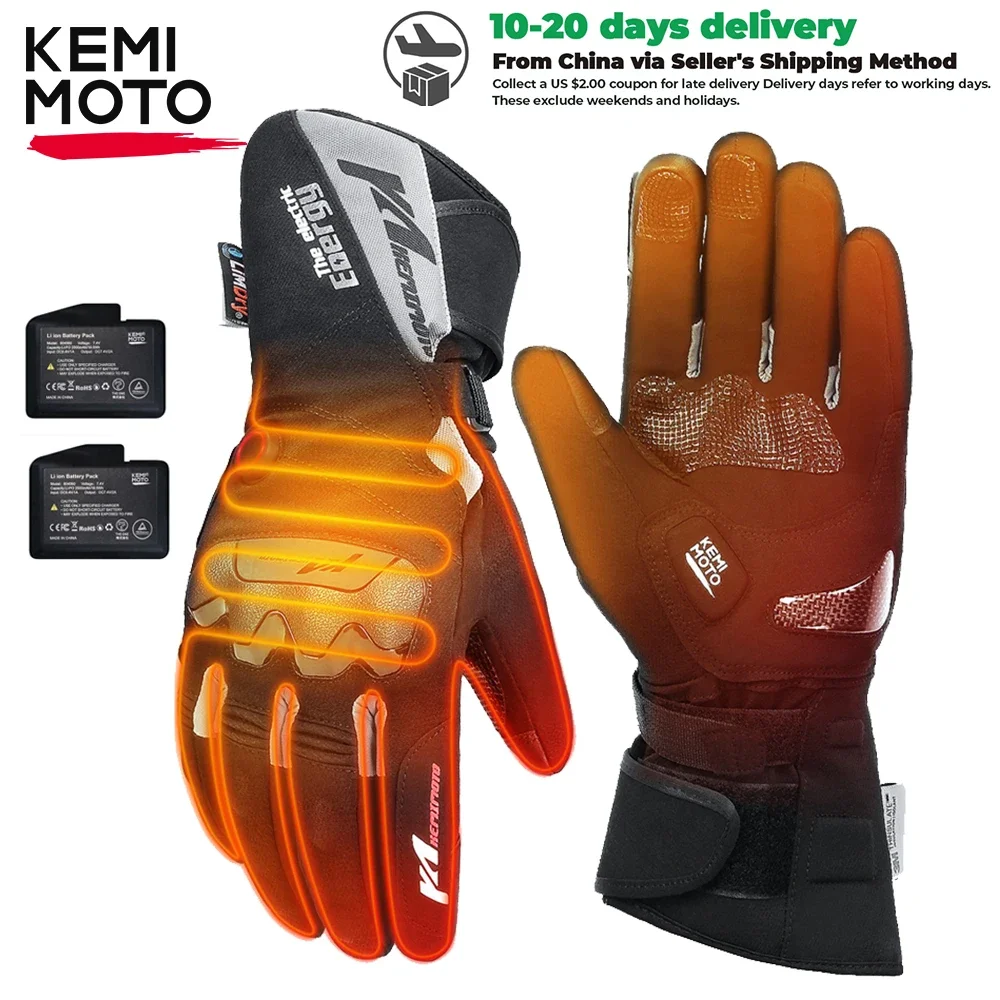 Motorcycle Heated Gloves Winter Warm Skiing Gloves Touch Screen Waterproof - £75.79 GBP+