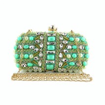 SNAILLADY New Fashion Green Emerald Beaded Evening Clutch Handbag Shiny Bling We - £78.30 GBP