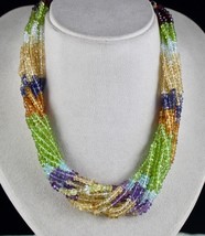 Feines Halskette mehrfarbiger Peridot Citrin Iolith Aquamarin 12L 690 Ct... - $208.15 CAD