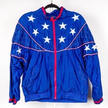Westbound Sport Windbreaker Jacket L Womens VTG Blue Red USA Stars Patri... - $29.56