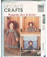 McCalls 8708 RAGGEDY ANN &amp; ANDY Draftbusters 20&quot; Doll Doorstop pattern U... - £7.51 GBP