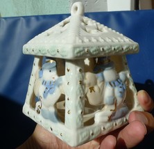 Vintage Ceramic Pottery Home Decor Candle Holder Latern House snowman Christmas - £11.87 GBP