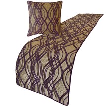 Plum Swirls - Jacquard Plum Decorative Bed Runner and Pillow Cover - $72.45+