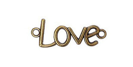 Love Connector Pendant Antiqued Bronze Word Charm Link Inspirational - £1.92 GBP