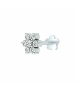 14k Gold 0.06 CT Real Diamond Lip Labret Screw Stud Flower Piercing Nose... - $117.86 CAD