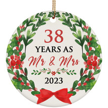 38th Wedding Anniversary Ornament 38 Years As Mr &amp; Mrs Wreath Christmas Gifts - £11.65 GBP