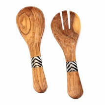 Global Crafts Extra Large 17-inch Helping Hands Olive Wood Salad Servers... - £27.04 GBP