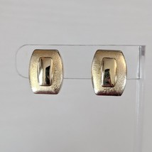 Vintage Clip On Earrings Gold Tone Rounded Rectangle Screw To Tighten - £11.00 GBP