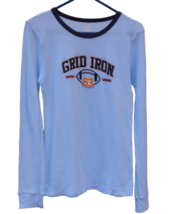 Grid Iron Football Light Blue Waffle Knit Thermal Casual Shirt Sleepwear Boys XL - £7.81 GBP