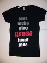 NAIL TECHS GIVE GREAT HAND JOBS NAILPRO.COM ANVIL WOMENS FITTED T SHIRT ... - $256.46 MXN