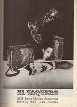 1985 El Vaquero Leather Cowboy Boots Purse Sexy Brunette Vintage Print A... - $6.08