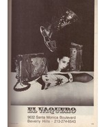 1985 El Vaquero Leather Cowboy Boots Purse Sexy Brunette Vintage Print A... - £4.78 GBP