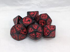 Q-Workshop Dragons Dice Set (7) Black/Red D&amp;D RPG Polyhedral Set - $224.74 MXN