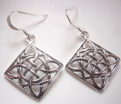 Celtic Semi Circles and Squares Earrings 925 Sterling Silver Corona Sun Jewelry - £13.74 GBP
