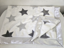 Nordstrom Baby Blanket White Grey Stars Satin Trim - £34.38 GBP