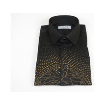 Mens CEREMONIA Shirt 100% Cotton Medusa Medallion Rhine Stones #stn 15 vrs black image 4