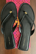 Tory Burch Women&#39;s Leather Capri Medallion Flip Flop Sandals Black Size 9.5 - £79.02 GBP