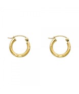 14K Gold Diamond Cut Mini Hoop Earrings - $164.76 CAD