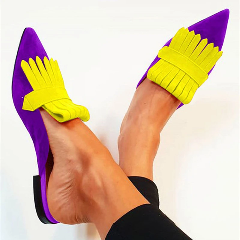 2024  Grain Women Shoes Pointed Toe Slides Comfort Ladies Flats Large Size Low H - £151.35 GBP