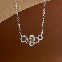 Mixed Metal Bee and Honeycomb Festoon Necklace - £25.42 GBP