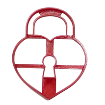 6x Heart Shaped Padlock Fondant Cutter Cupcake Topper 1.75 IN USA FD4822 - £6.27 GBP