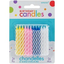 Birthday Cake Topper Spiral Candles Party Decorations Asst. Colors 24 Pe... - $2.25