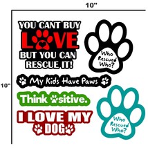 Dog Pet Rescue Car Window Bumper Sticker Decal Pack of 6 Vinyl Decal Sti... - $7.49