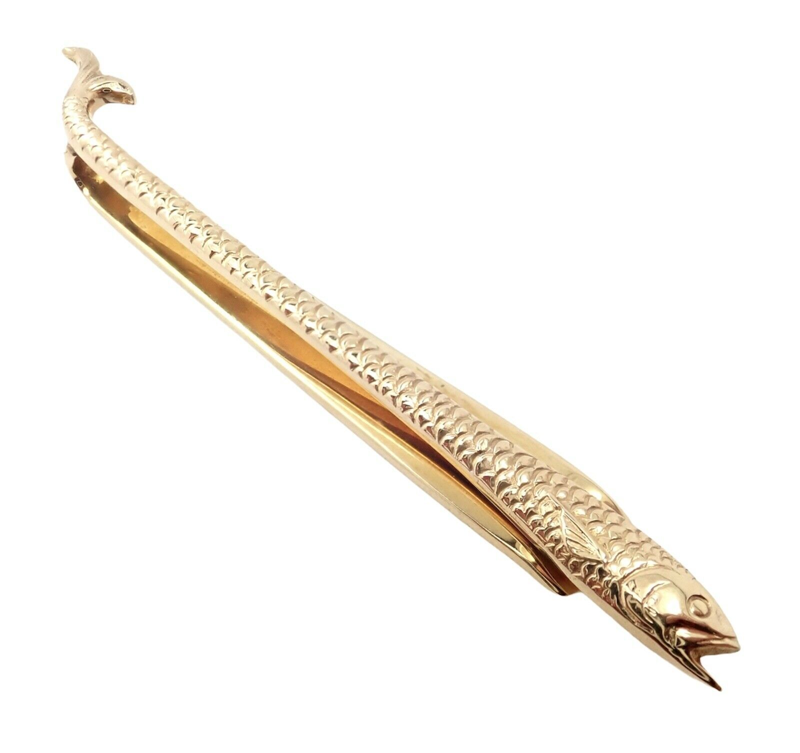 Authentic! Tiffany & Co. 14k Yellow Gold Vintage Fish Fishing Tie Clip - £1,881.57 GBP
