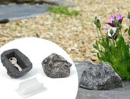 Simulation stone storage box money box resin stone shape hidden safe key - $17.99