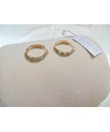 Victoria Townsend 18k Gold/SS Plate Genuine Emerald &amp; White Topaz Hoop R... - $2,193.35 MXN