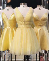 Princess A-line Short Yellow Homecoming Dresses,Cocktail Dress Classy Elegant - £84.62 GBP