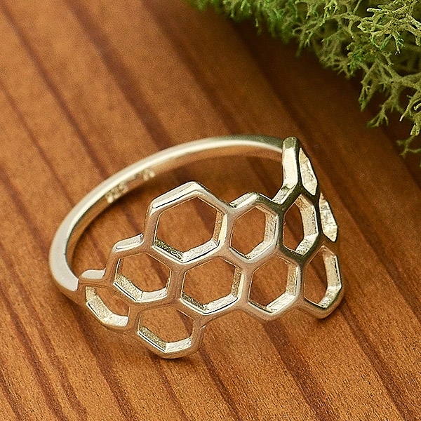 Sterling Silver Ring - Honeycomb Ring - $31.00