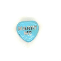 Vintage Sterling Sign 925 WTJ Sweethearts Blue Enamel Marry Me Heart Slide Charm - £30.07 GBP