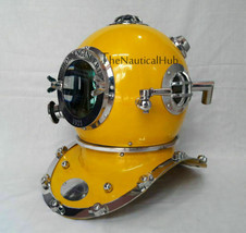 Antique Yellow Diving Helmet US Navy Anchor Engineering Divers Helmet Replica - £153.09 GBP