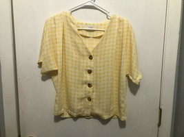 Elodie Nordstrom Yellow &amp; White Gingham Check Boxy Oversized Top Sz Xs - £7.74 GBP