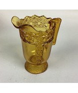 Vintage McKee Queen Daisy &amp; Buttons Amber Glass Footed Pitcher - 8 1/4” - $470.22 MXN