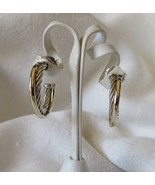 David Yurman 18K Gold & Sterling Silver Crossover Cable Hoop Earrings~7/8"~$800. - £255.74 GBP
