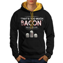 Wellcoda Too Much Bacon Mens Contrast Hoodie, Quote Casual Jumper - £31.13 GBP