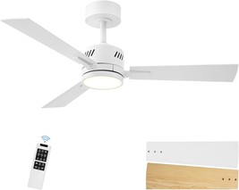 Sunmory Ceiling Fans With Lights And Remote, 42 Inch Modern Ceiling Fan, White - $90.98