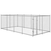 vidaXL Large Galvanized Steel Dog Kennel with Ventilation and Door - $24,976.58 MXN
