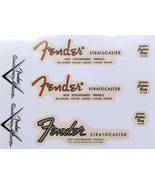 2- Fender Stratocaster Headstock Logo STICKER Yl  3x orange back - £4.48 GBP